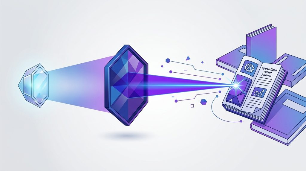 Conceptual vector illustration of strategic media targeting and filtering for B2B PR
